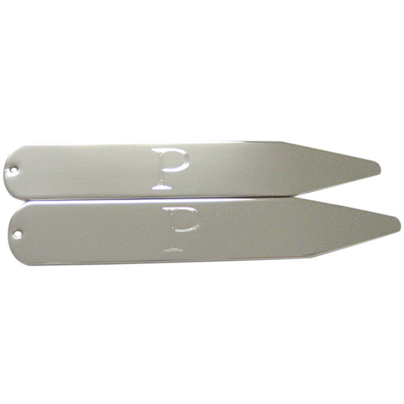 Silver Toned Etched Letter K Monogram Collar Stays